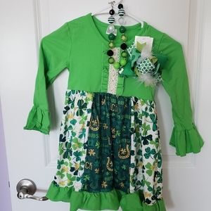 NEW st. Patrick's day outfit with necklace and bow